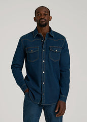 American Tall Online | Western Denim Shirt for Tall Men in Indigo Dusk