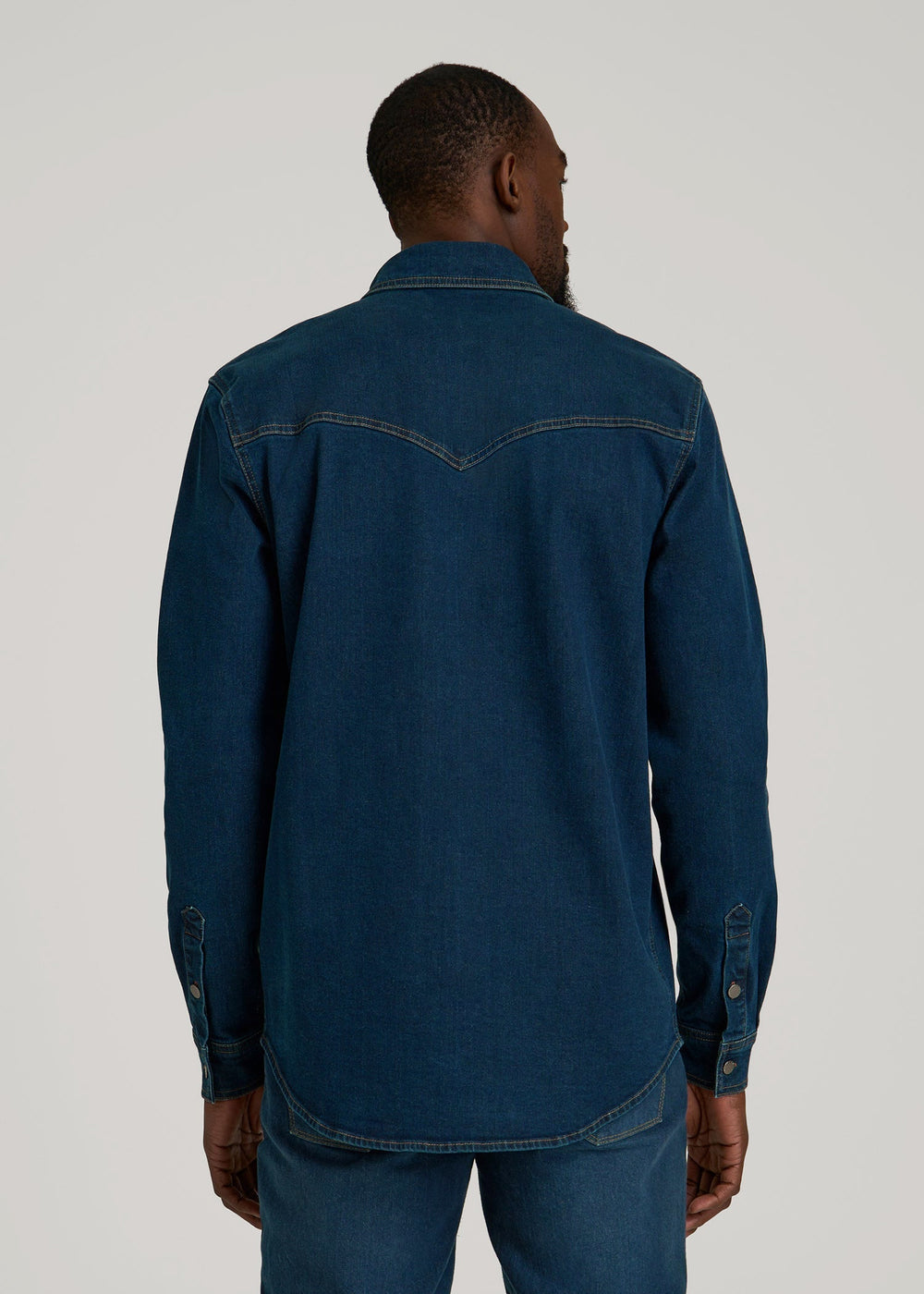 American Tall Online | Western Denim Shirt for Tall Men in Indigo Dusk