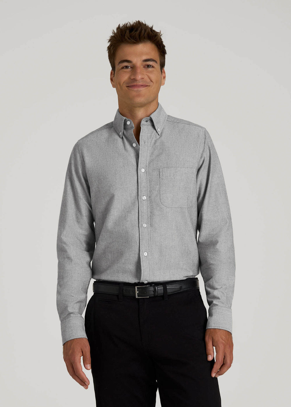 American Tall Sale | Oxford Cloth Button Down Shirt for Tall Men in Formal Grey