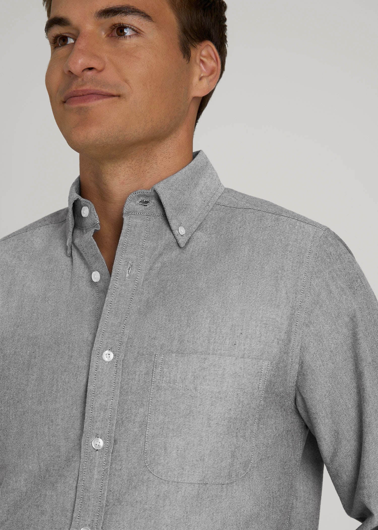 American Tall Sale | Oxford Cloth Button Down Shirt for Tall Men in Formal Grey