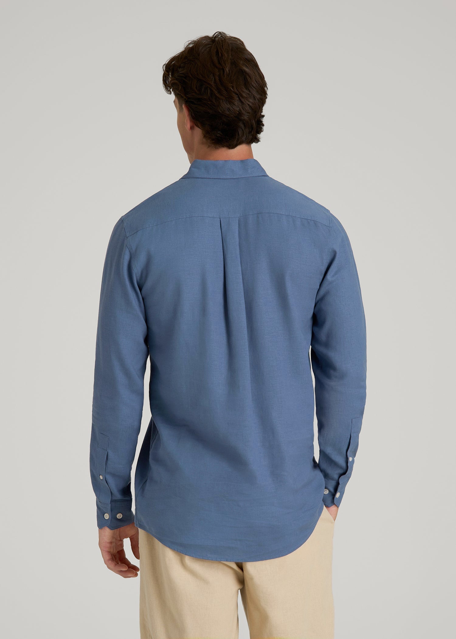 American Tall Online Shop | Linen Popover Shirt for Tall Men in Deep Cobalt