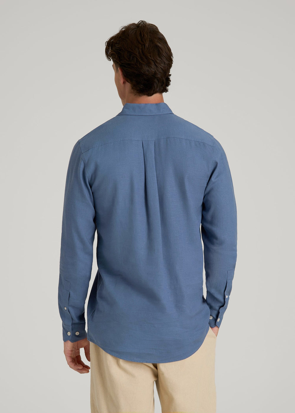 American Tall Online Shop | Linen Popover Shirt for Tall Men in Deep Cobalt