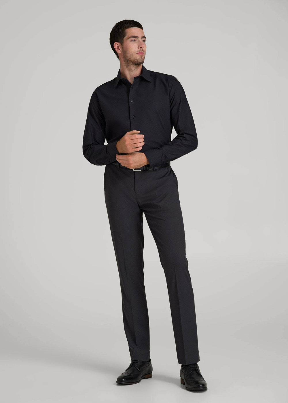 American Tall Discount | Pinpoint Oxford Shirt for Tall Men in Black