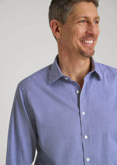 American Tall Online | Oskar Easy Care Dress Shirt for Tall Men in Cobalt Mini Check