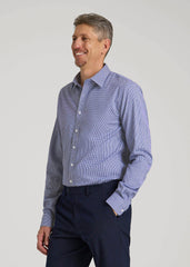 American Tall Online | Oskar Easy Care Dress Shirt for Tall Men in Cobalt Mini Check