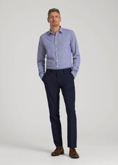 American Tall Online | Oskar Easy Care Dress Shirt for Tall Men in Cobalt Mini Check