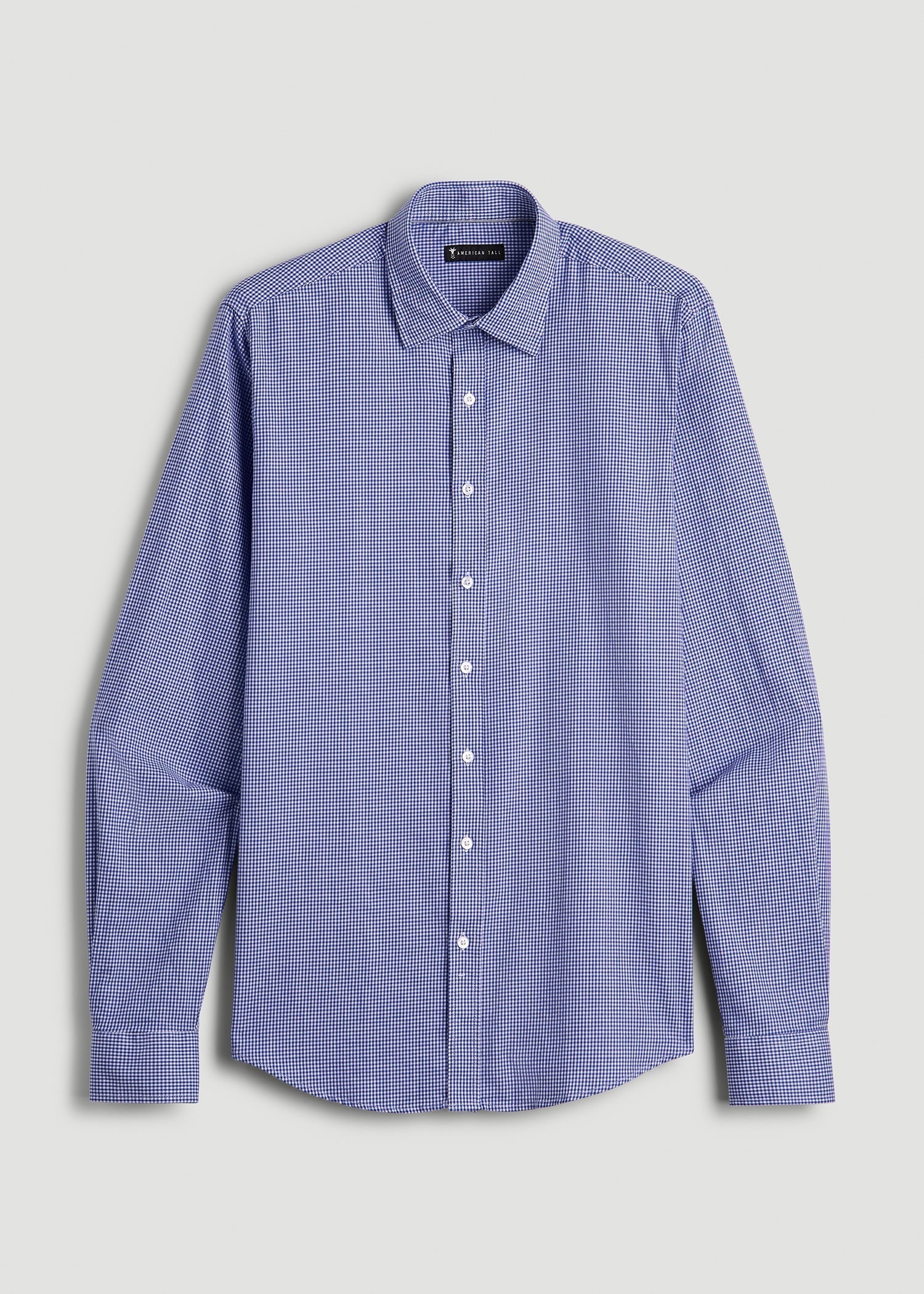 American Tall Online | Oskar Easy Care Dress Shirt for Tall Men in Cobalt Mini Check