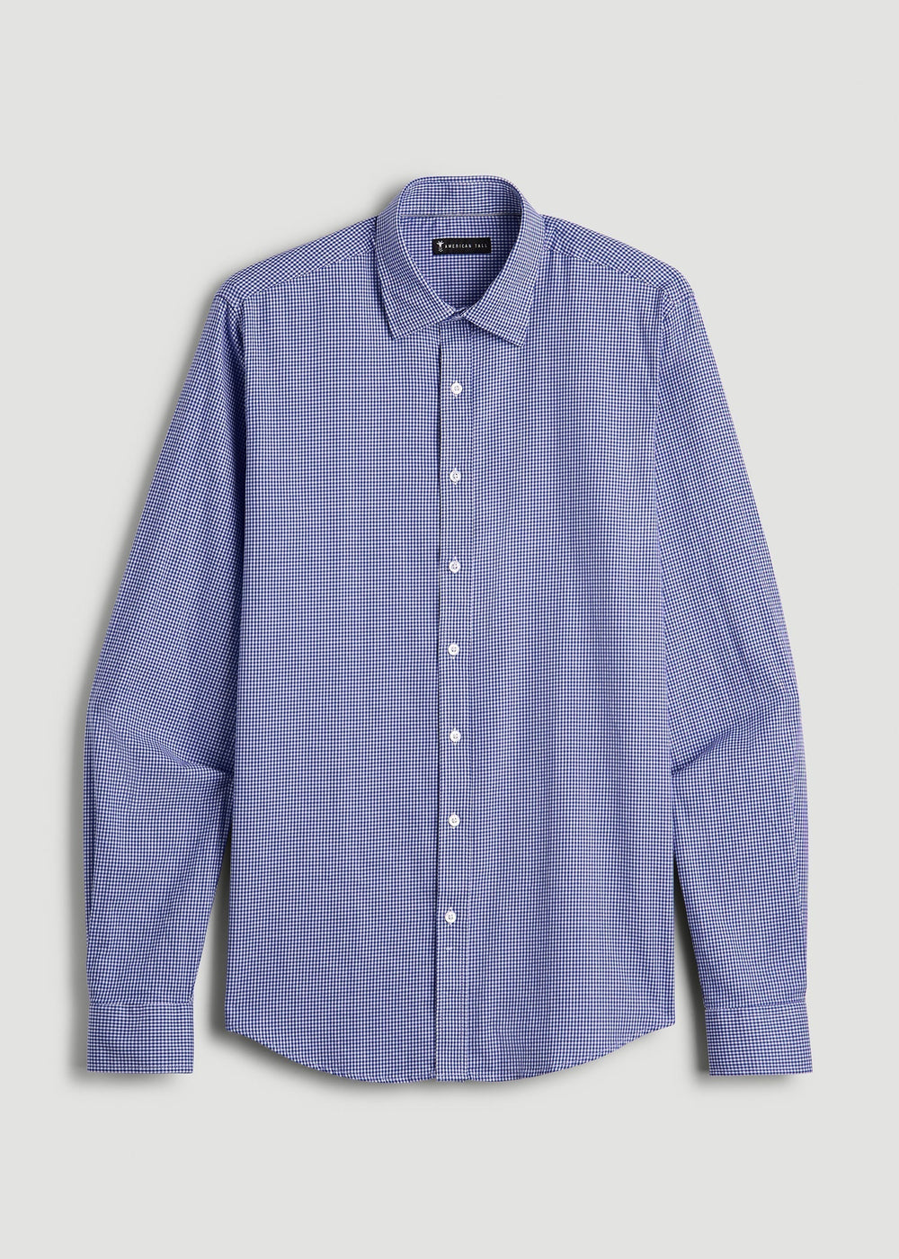 American Tall Online | Oskar Easy Care Dress Shirt for Tall Men in Cobalt Mini Check