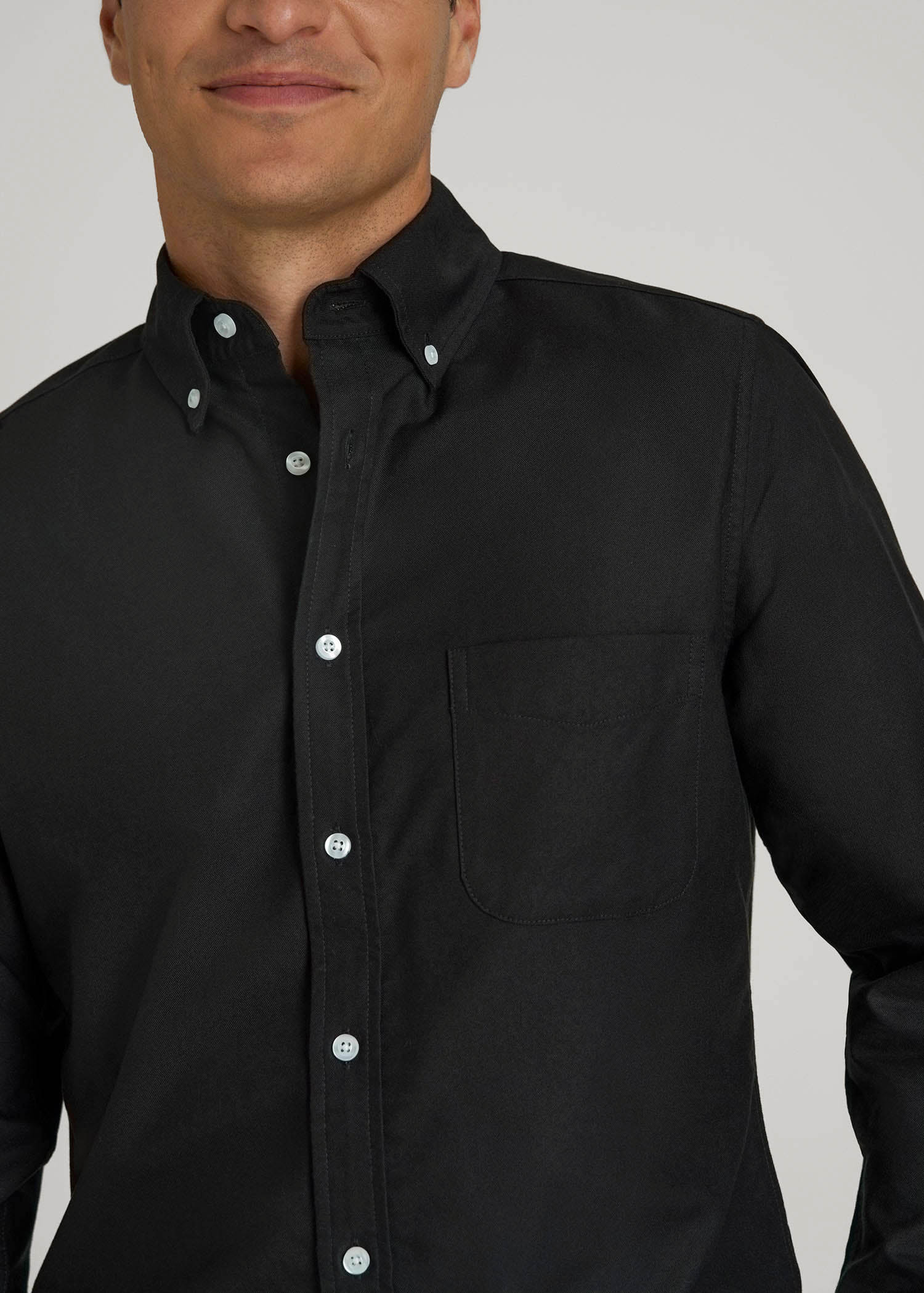 American Tall Sale | Oxford Cloth Button Down Shirt for Tall Men in Deep Black