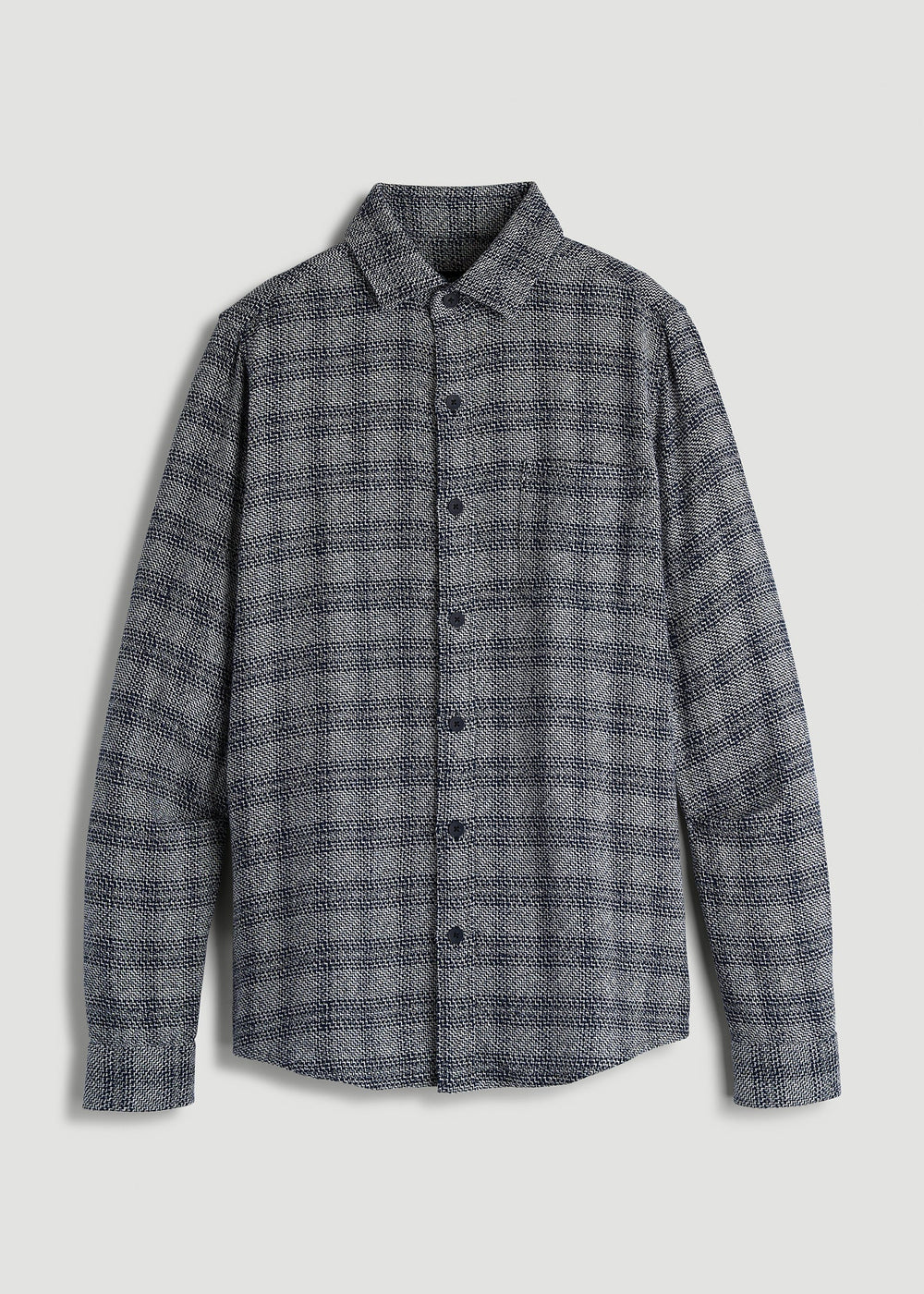 American Tall Outlet | Lightweight Woven Overshirt for Tall Men in Navy Textured Grid