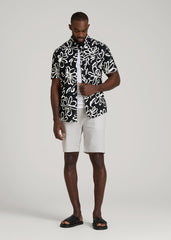 American Tall Online Shop | Seersucker Short Sleeve Shirt for Tall Men in Black and White Floral
