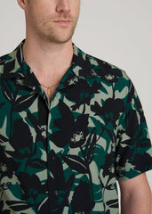 American Tall Online | Short Sleeve Resort Shirt for Tall Men in Green and Black Floral