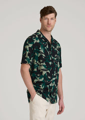 American Tall Online | Short Sleeve Resort Shirt for Tall Men in Green and Black Floral