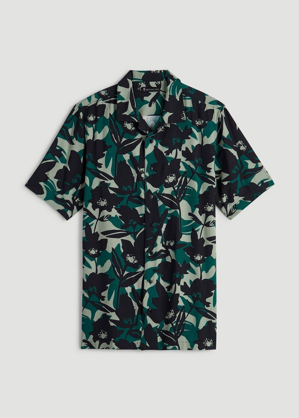 American Tall Online | Short Sleeve Resort Shirt for Tall Men in Green and Black Floral
