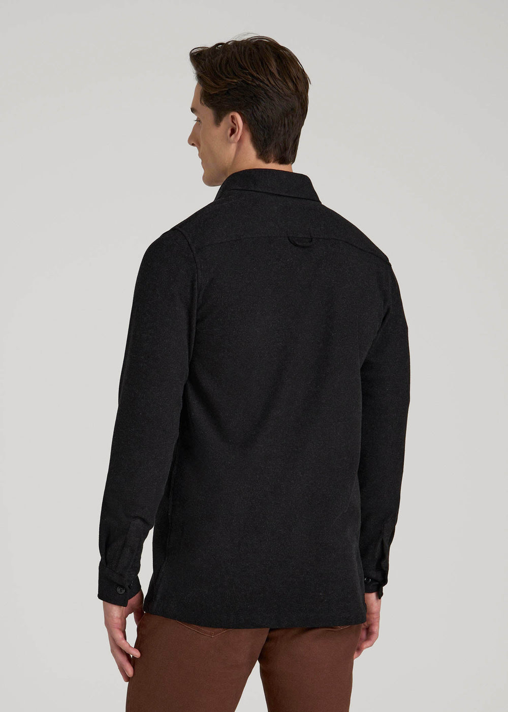 American Tall Sale | Stretch Knit Overshirt for Tall Men in Black