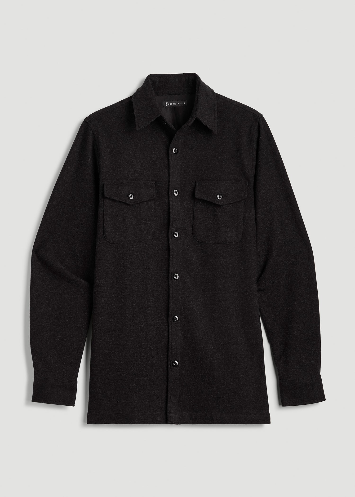 American Tall Sale | Stretch Knit Overshirt for Tall Men in Black