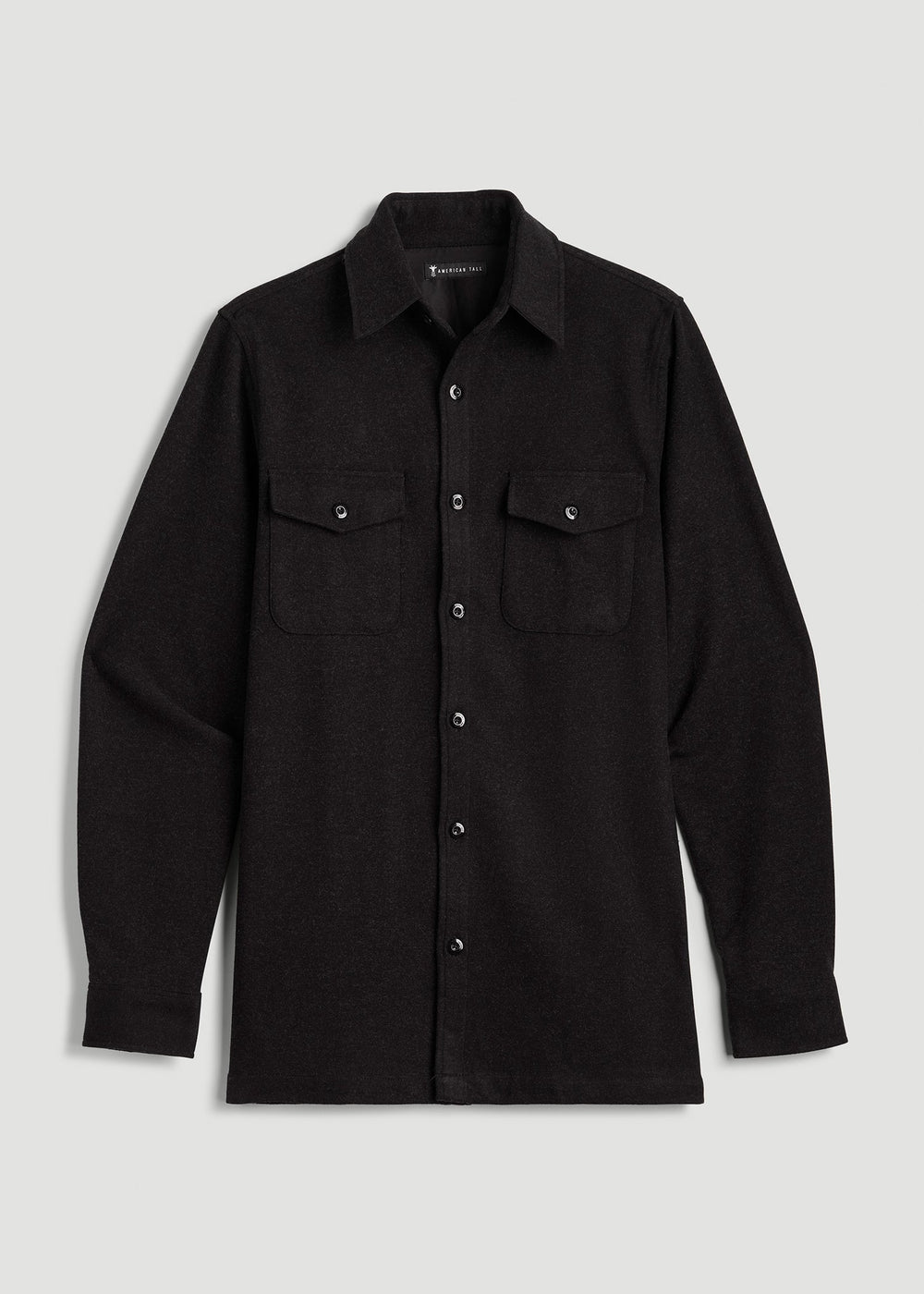 American Tall Sale | Stretch Knit Overshirt for Tall Men in Black