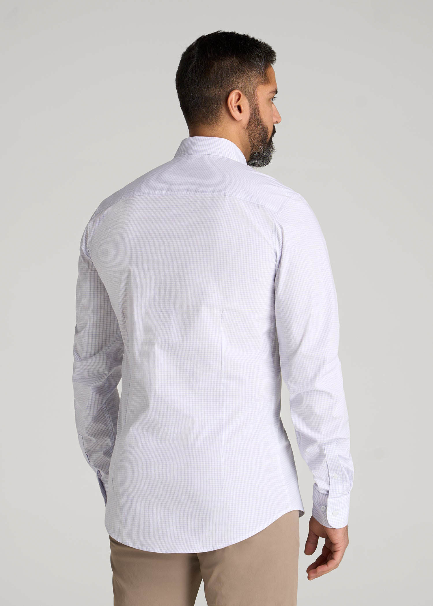 American Tall Outlet | Oskar Easy Care Dress Shirt for Tall Men in Iris Mini Check