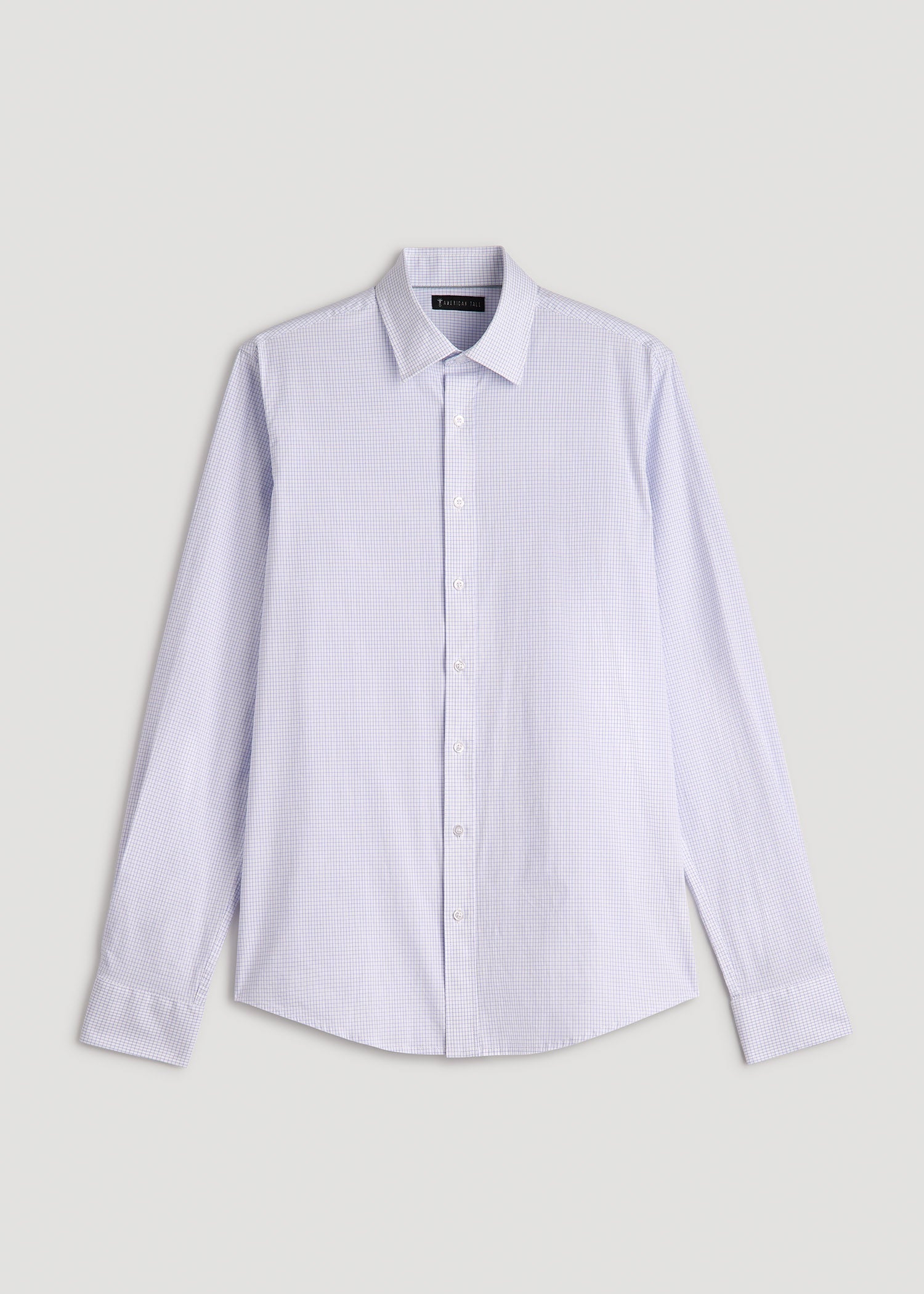 American Tall Outlet | Oskar Easy Care Dress Shirt for Tall Men in Iris Mini Check