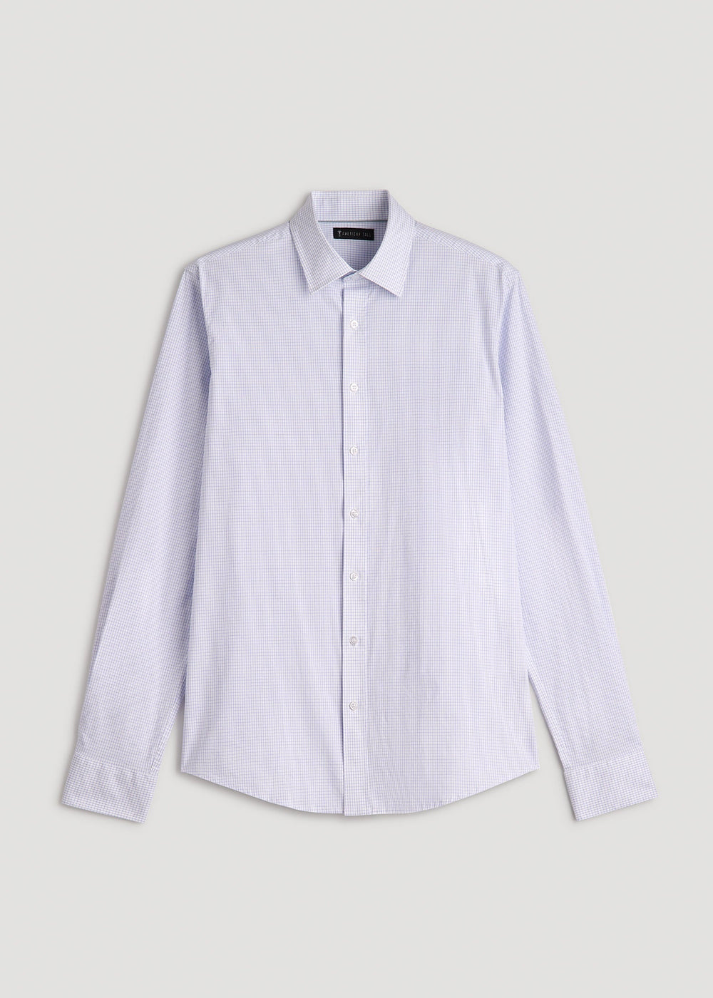 American Tall Outlet | Oskar Easy Care Dress Shirt for Tall Men in Iris Mini Check