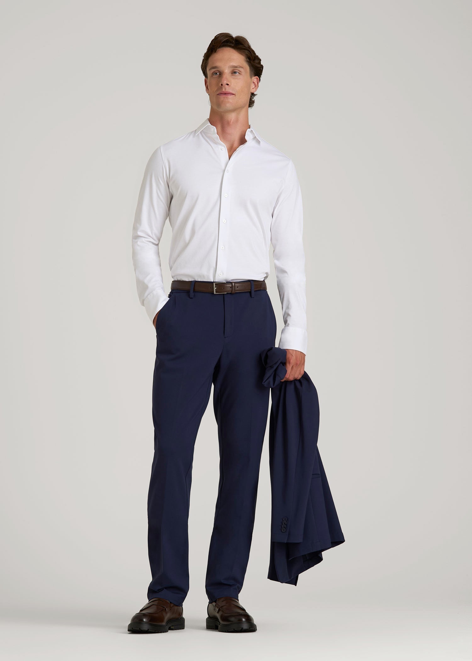 American Tall For Sale | Stretch Jersey Dress Shirt for Tall Men in Optic White