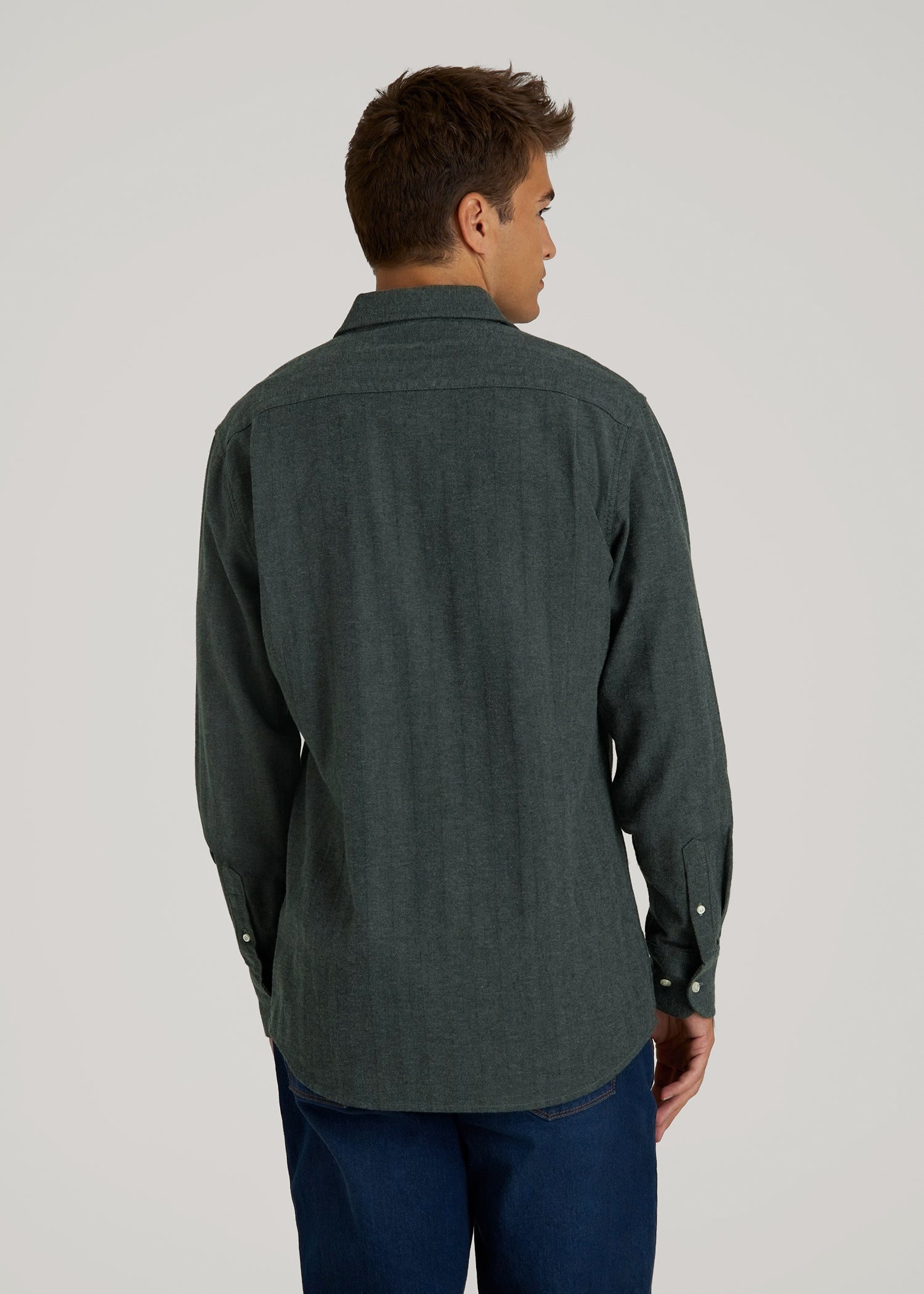 American Tall Online Shop | Nelson Flannel Shirt for Tall Men in Balsam Green Chevron