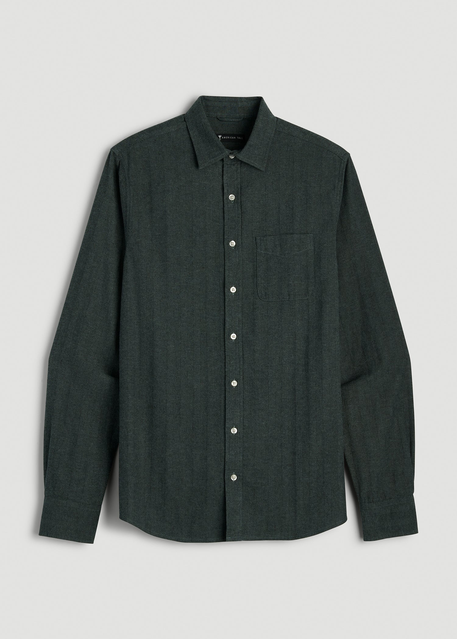 American Tall Online Shop | Nelson Flannel Shirt for Tall Men in Balsam Green Chevron