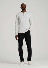 American Tall Discount | Double Honeycomb Thermal Long-Sleeve Henley Shirt for Tall Men in Light Heather Grey