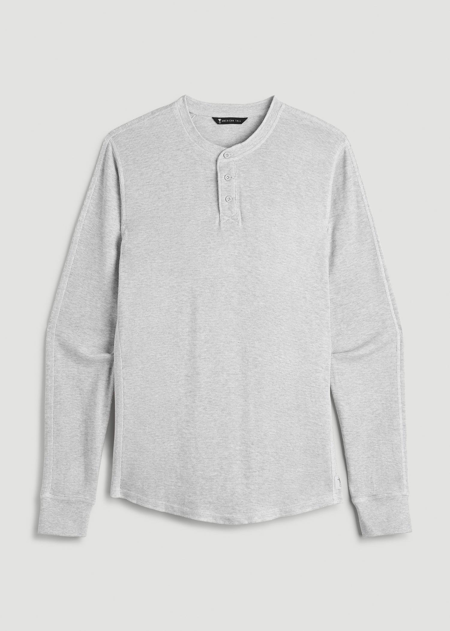 American Tall Discount | Double Honeycomb Thermal Long-Sleeve Henley Shirt for Tall Men in Light Heather Grey