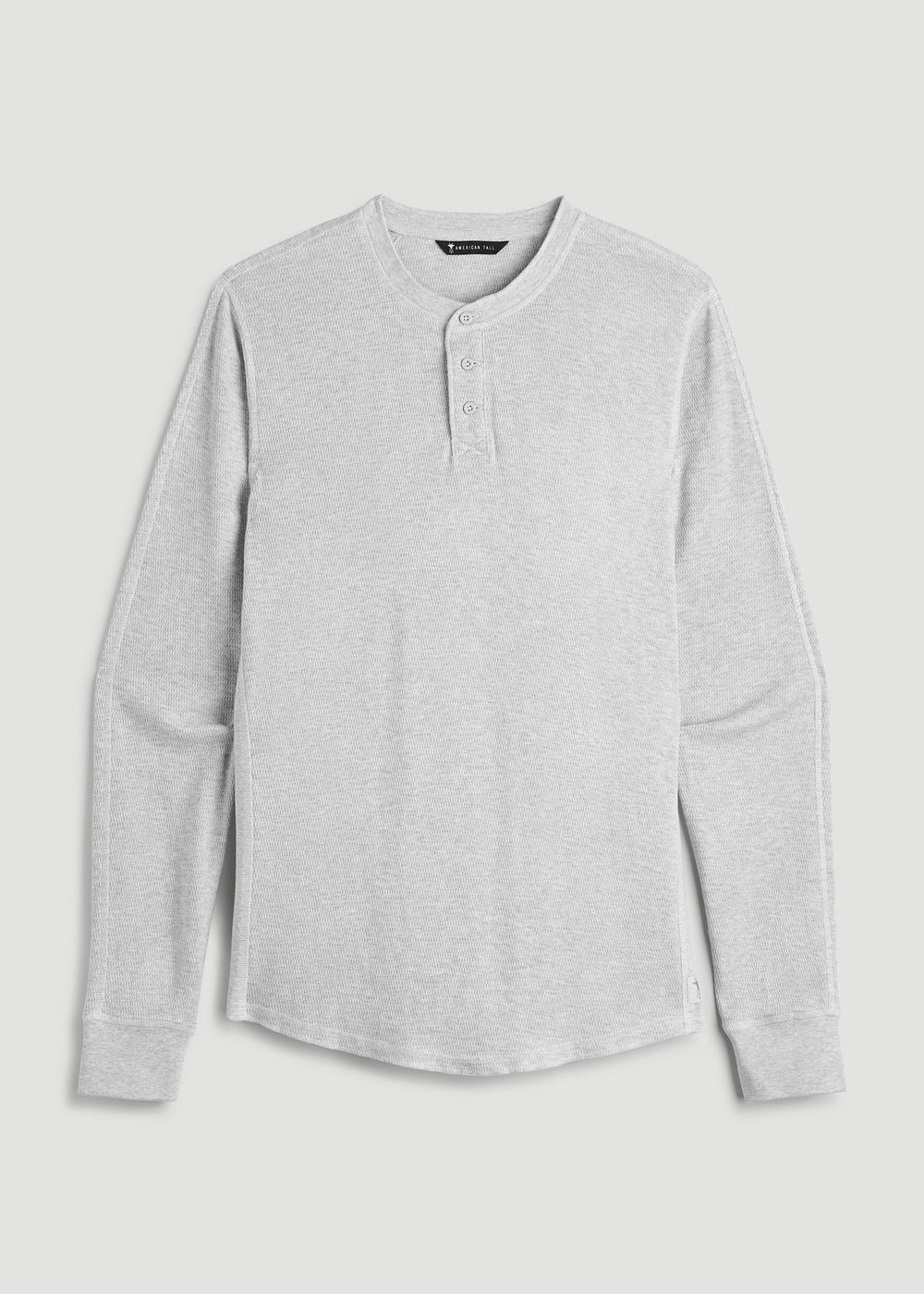 American Tall Discount | Double Honeycomb Thermal Long-Sleeve Henley Shirt for Tall Men in Light Heather Grey