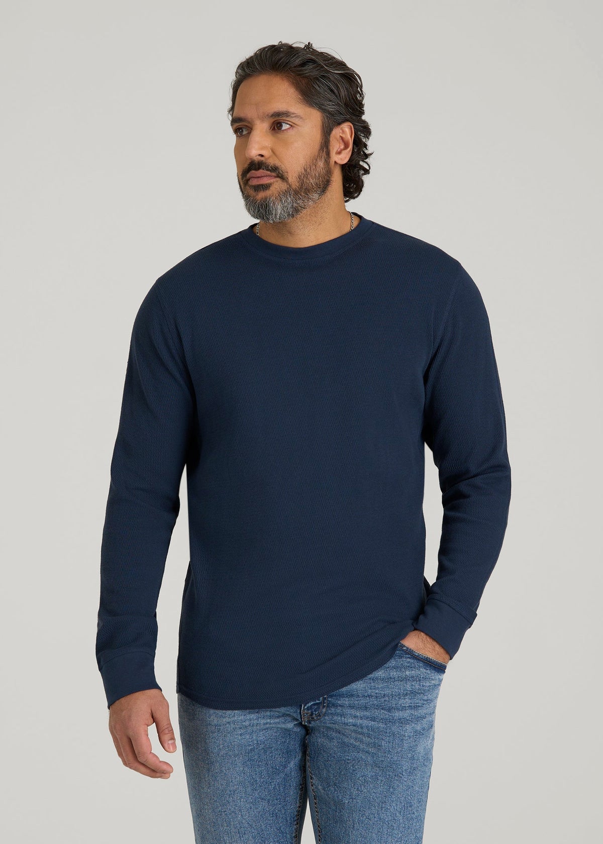 American Tall Online | Double Honeycomb Thermal Crewneck for Tall Men in True Navy