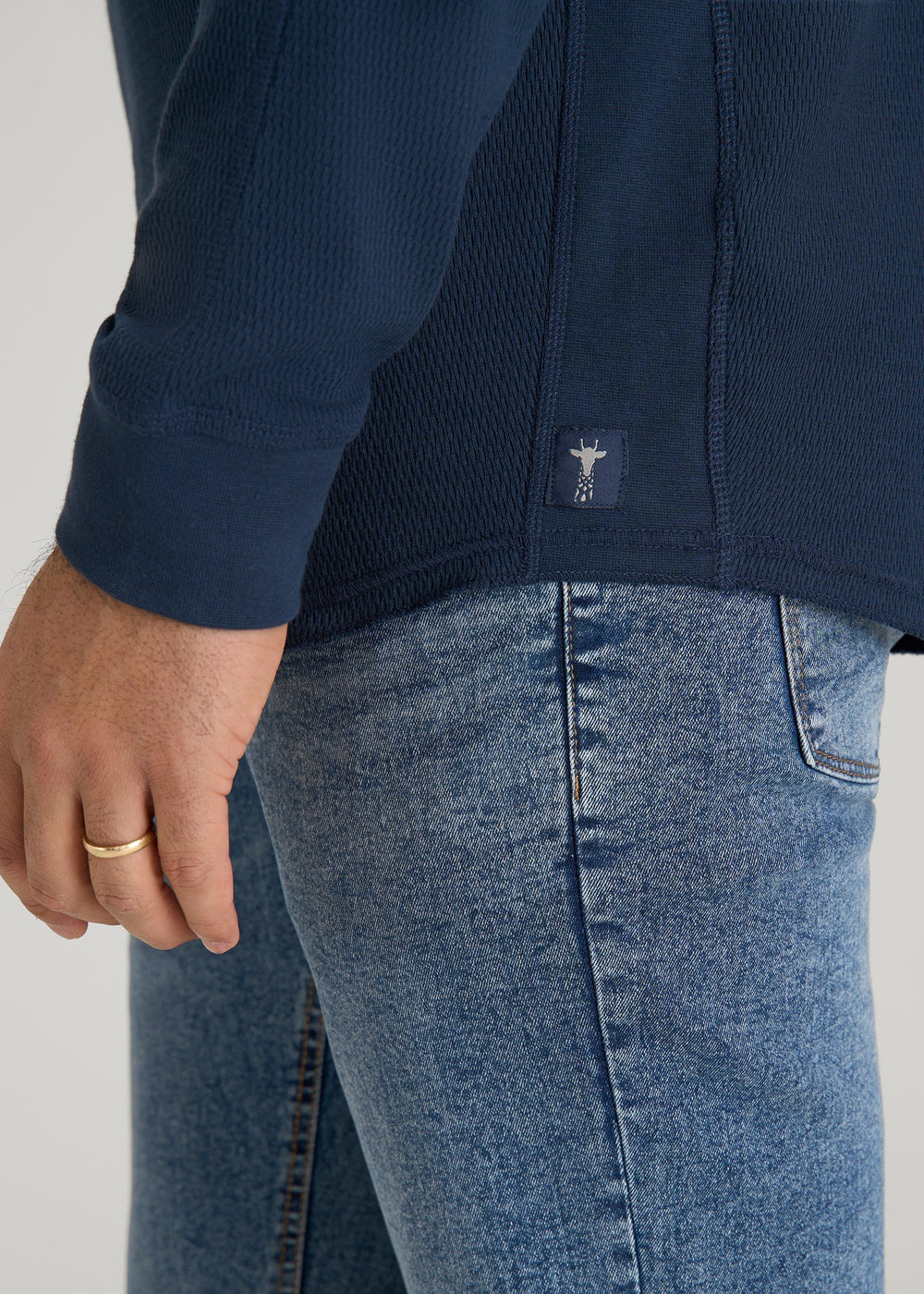 American Tall Online | Double Honeycomb Thermal Crewneck for Tall Men in True Navy