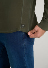 American Tall Sale | Double Honeycomb Thermal Crewneck for Tall Men in Dark Olive Green