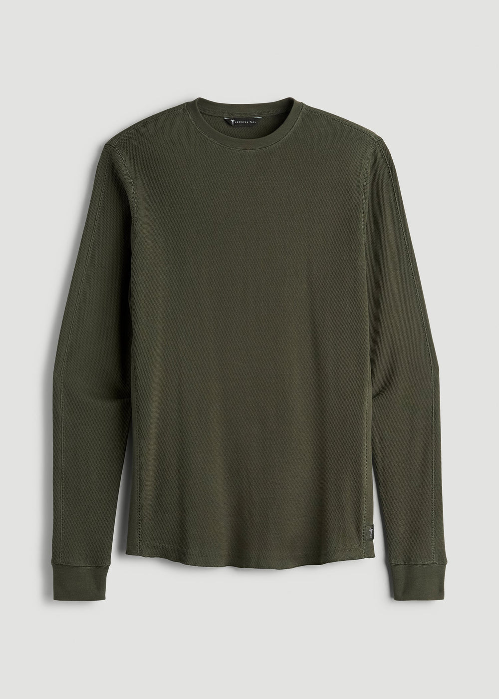 American Tall Sale | Double Honeycomb Thermal Crewneck for Tall Men in Dark Olive Green
