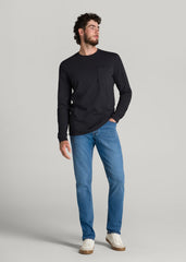 American Tall Outlet | Garment Dyed Long Sleeve Pocket Tee for Tall Men in Black