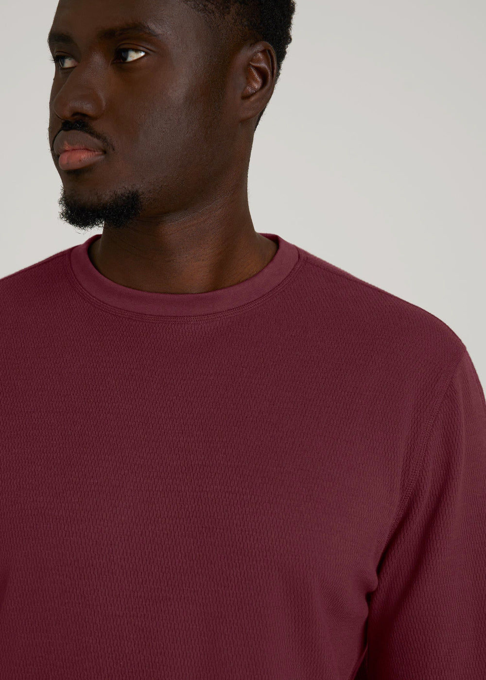 American Tall For Sale | Double Honeycomb Thermal Crewneck for Tall Men in Tawny Port