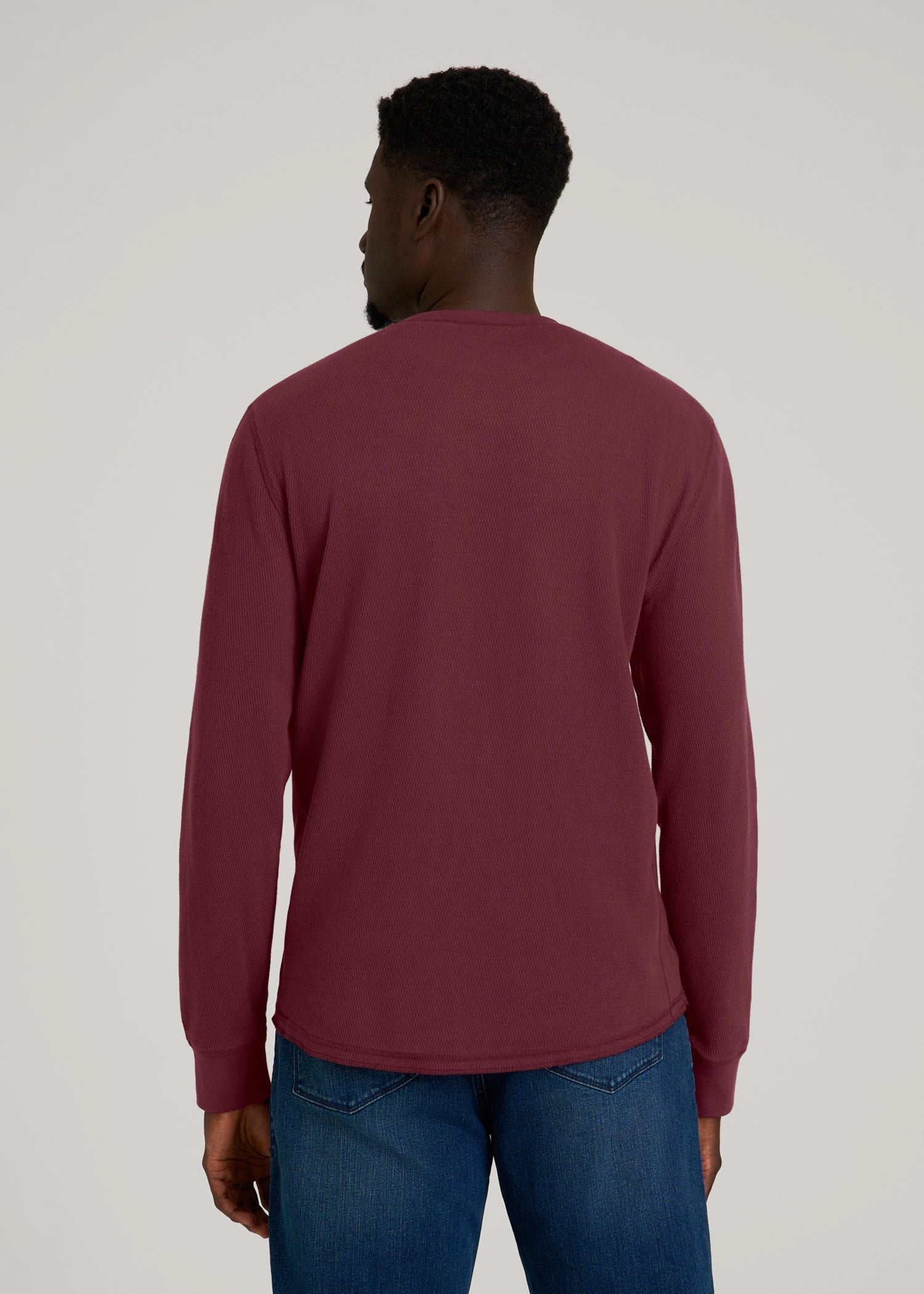 American Tall For Sale | Double Honeycomb Thermal Crewneck for Tall Men in Tawny Port