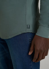 American Tall Discount | Double Honeycomb Thermal Long-Sleeve Henley Shirt for Tall Men in Balsam Green