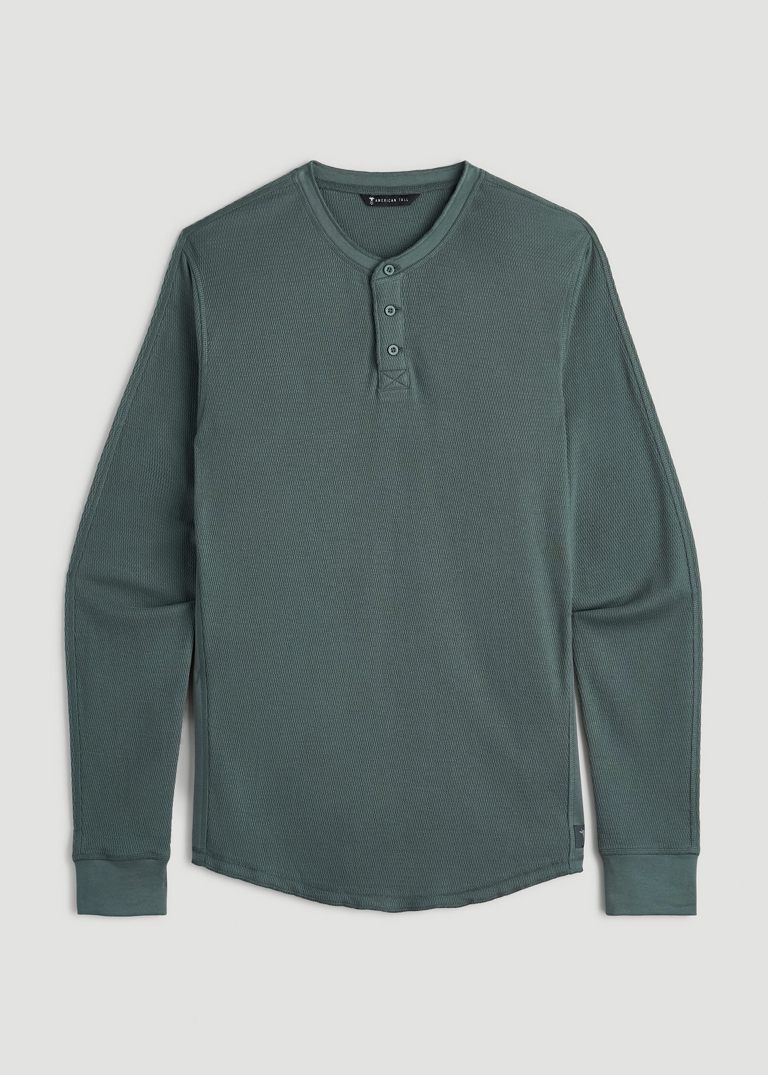 American Tall Discount | Double Honeycomb Thermal Long-Sleeve Henley Shirt for Tall Men in Balsam Green