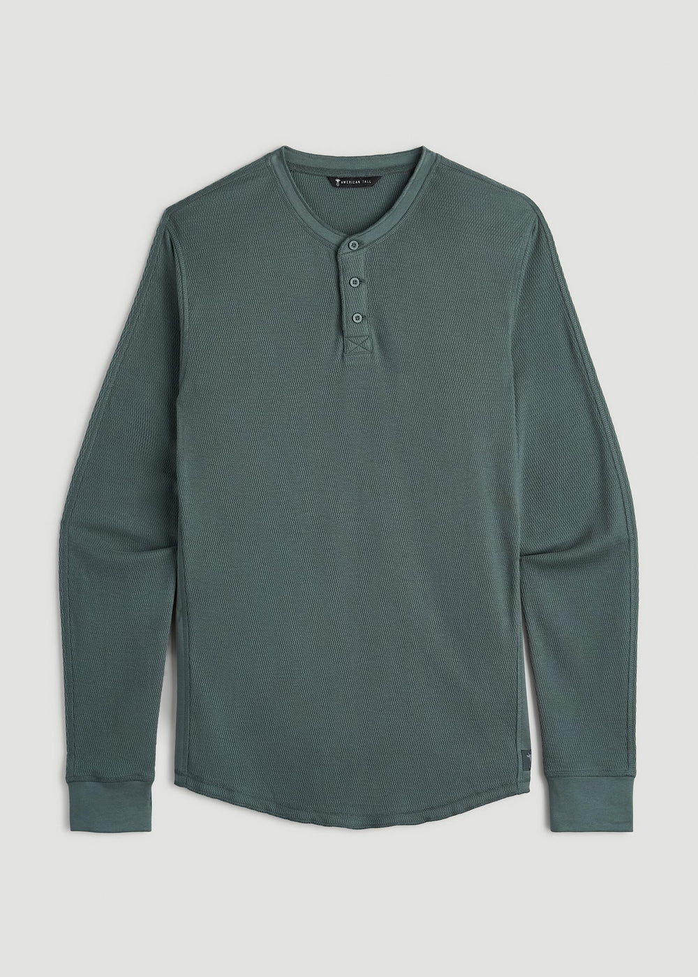 American Tall Discount | Double Honeycomb Thermal Long-Sleeve Henley Shirt for Tall Men in Balsam Green