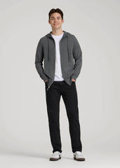 American Tall Online | Long Sleeve Full Zip Jersey Hoodie for Tall Men in Charcoal Mix
