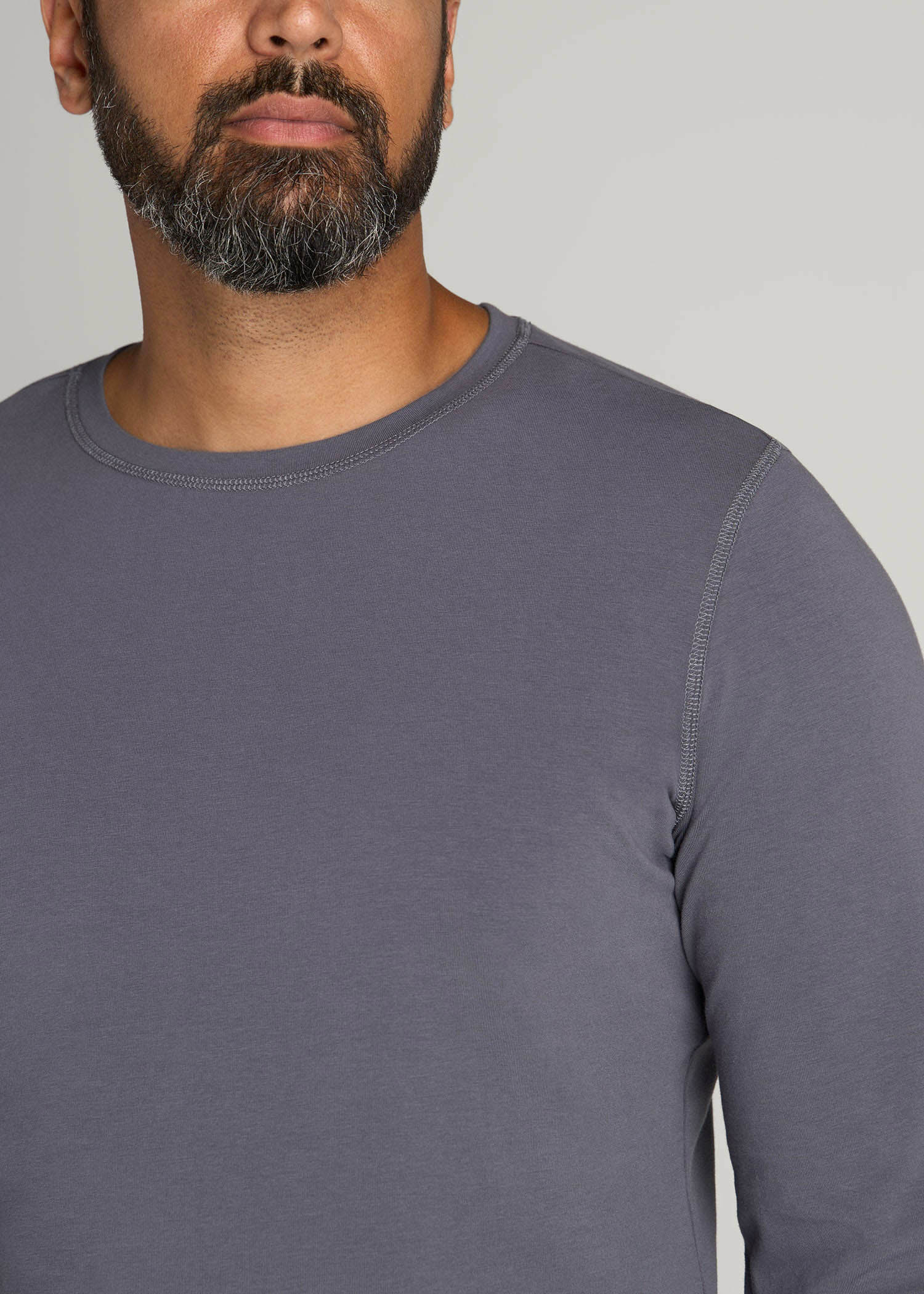 American Tall Sale | The Essential Slim Fit Long Sleeve Tee for Tall Men in Grey Blue