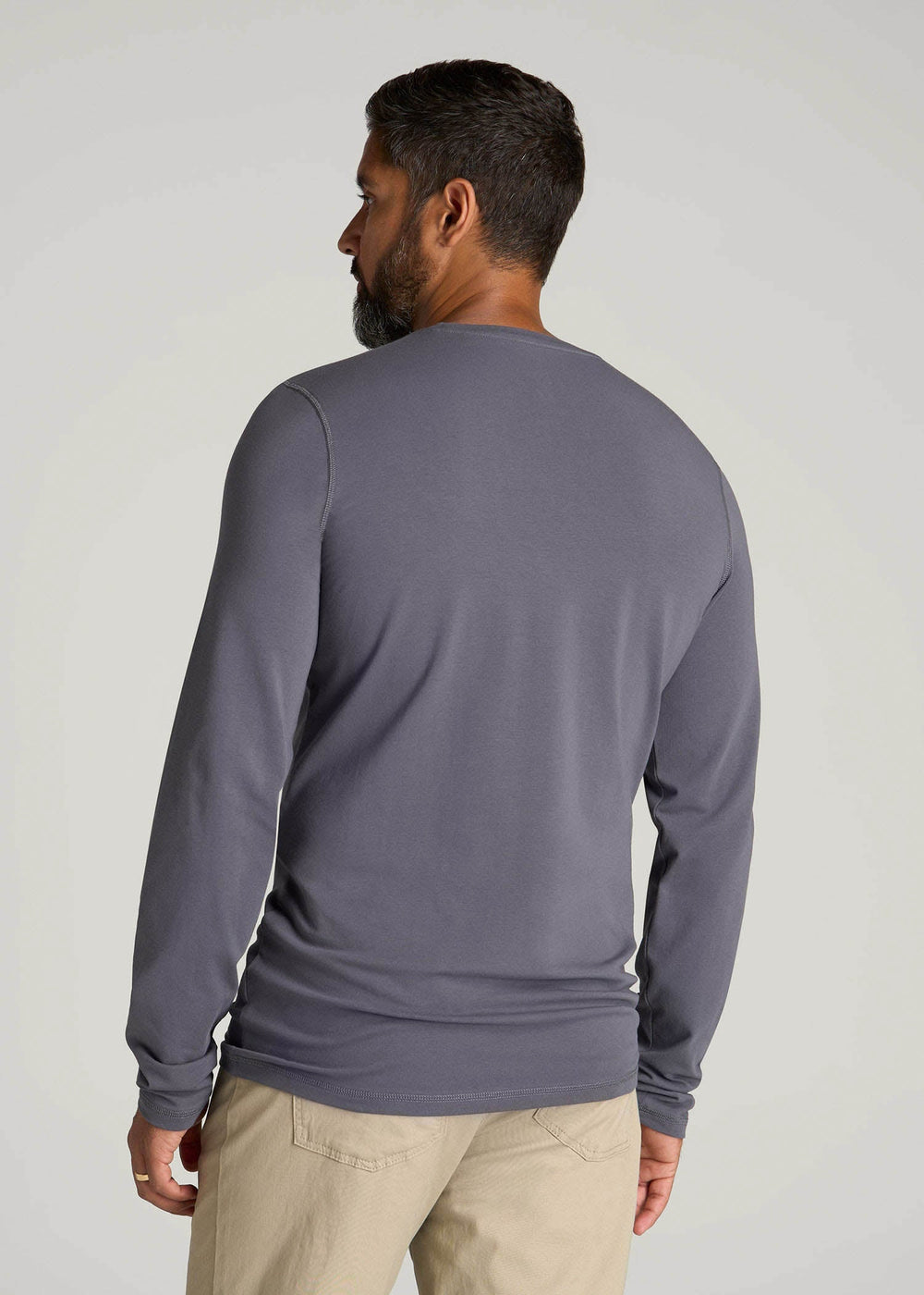 American Tall Sale | The Essential Slim Fit Long Sleeve Tee for Tall Men in Grey Blue