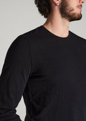 American Tall Outlet | Slub Long Sleeve Scoop Tee for Tall Men in Black
