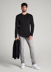 American Tall Outlet | Slub Long Sleeve Scoop Tee for Tall Men in Black
