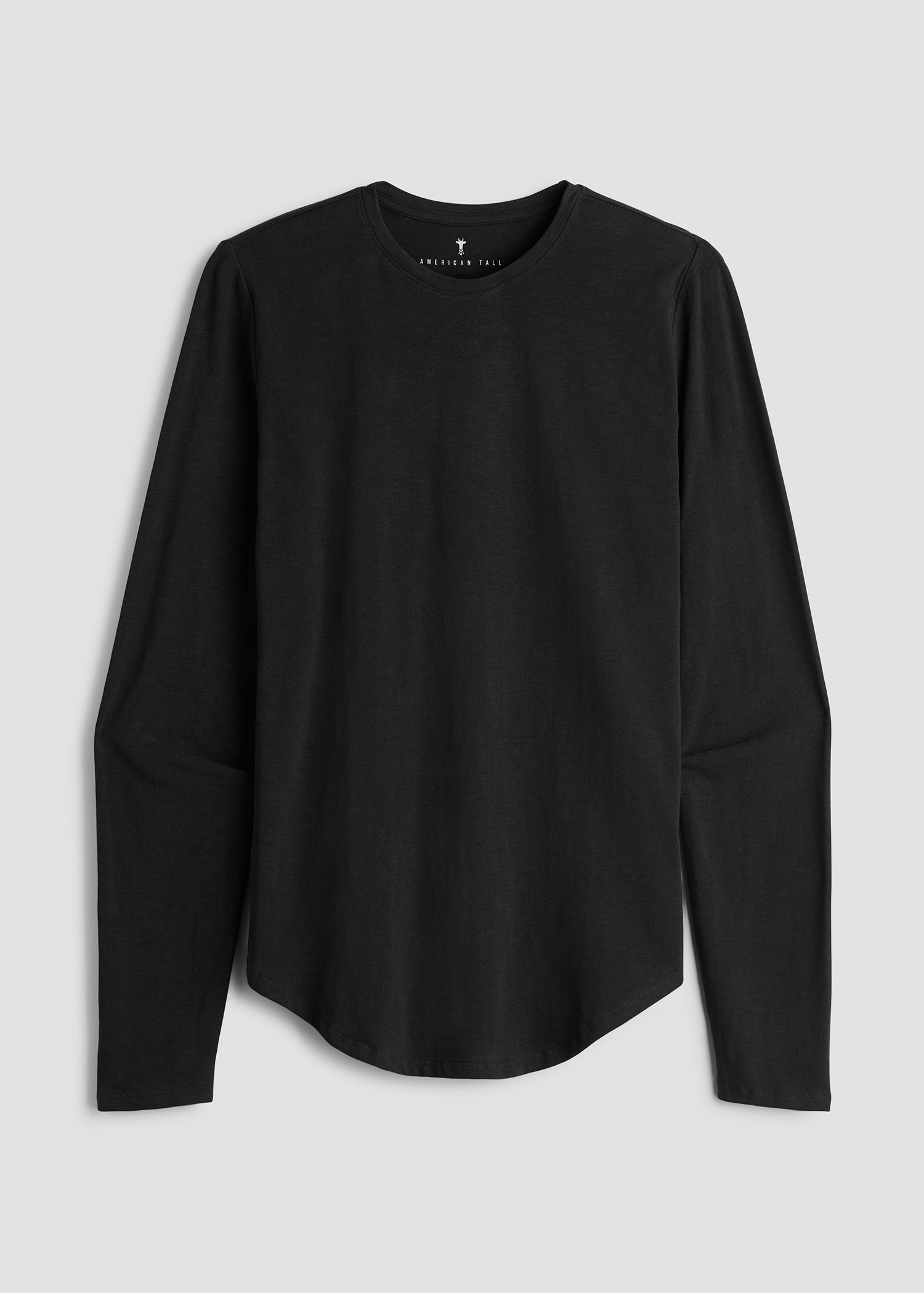 American Tall Outlet | Slub Long Sleeve Scoop Tee for Tall Men in Black