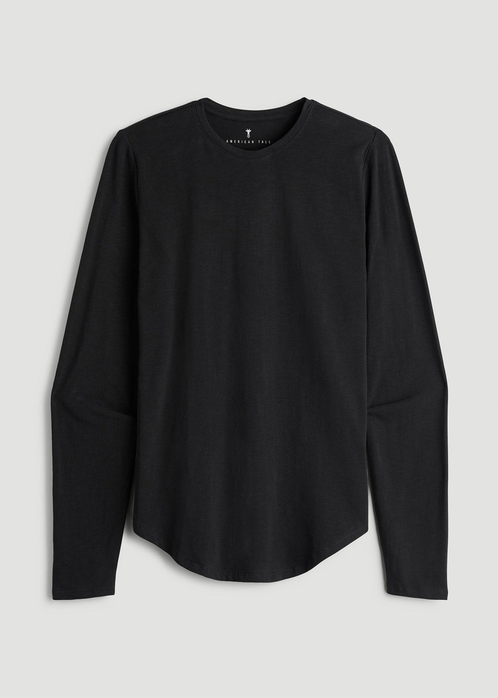 American Tall Outlet | Slub Long Sleeve Scoop Tee for Tall Men in Black