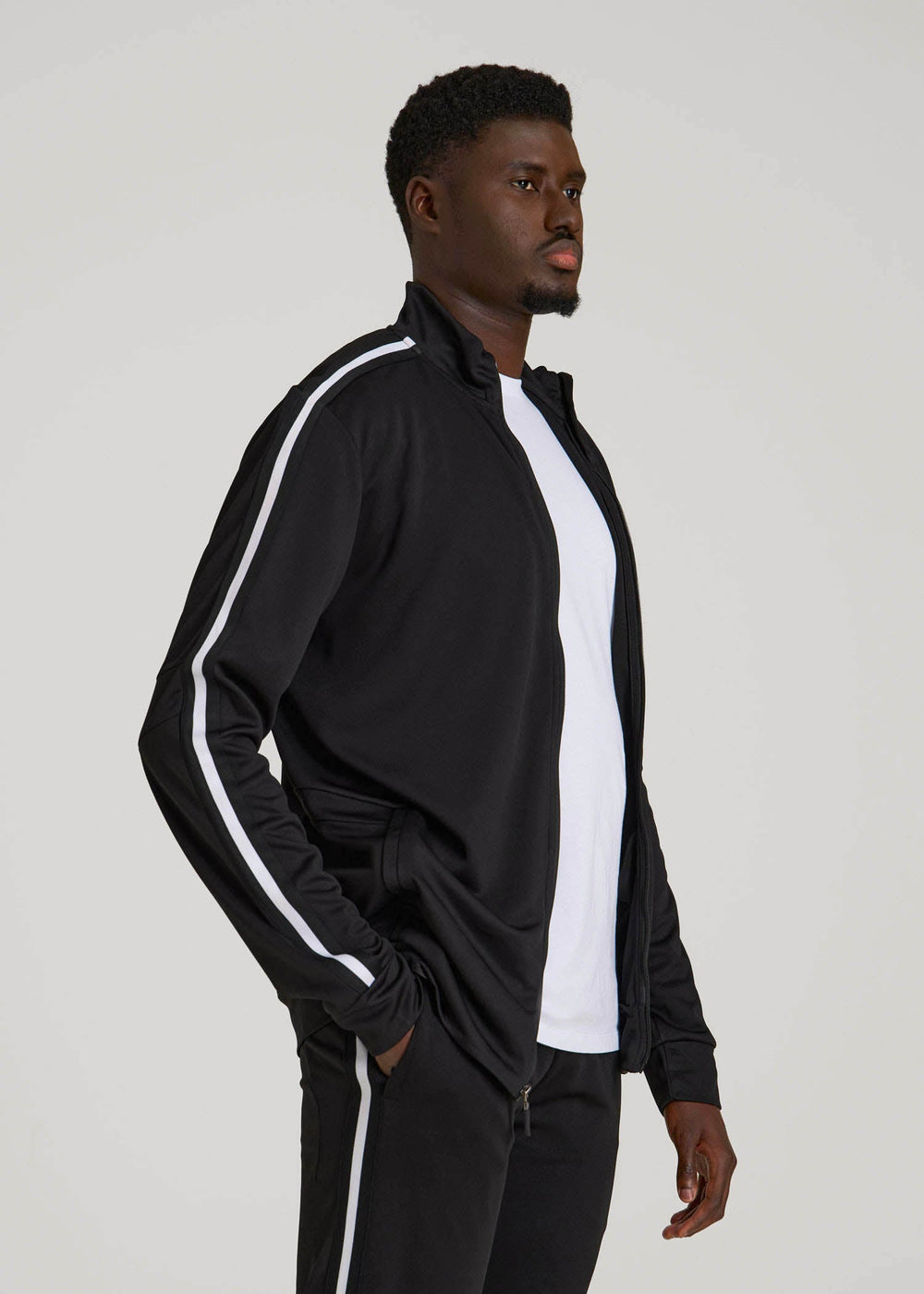 American Tall For Sale | Athletic Stripe Jacket for Tall Men in Black-White Stripe