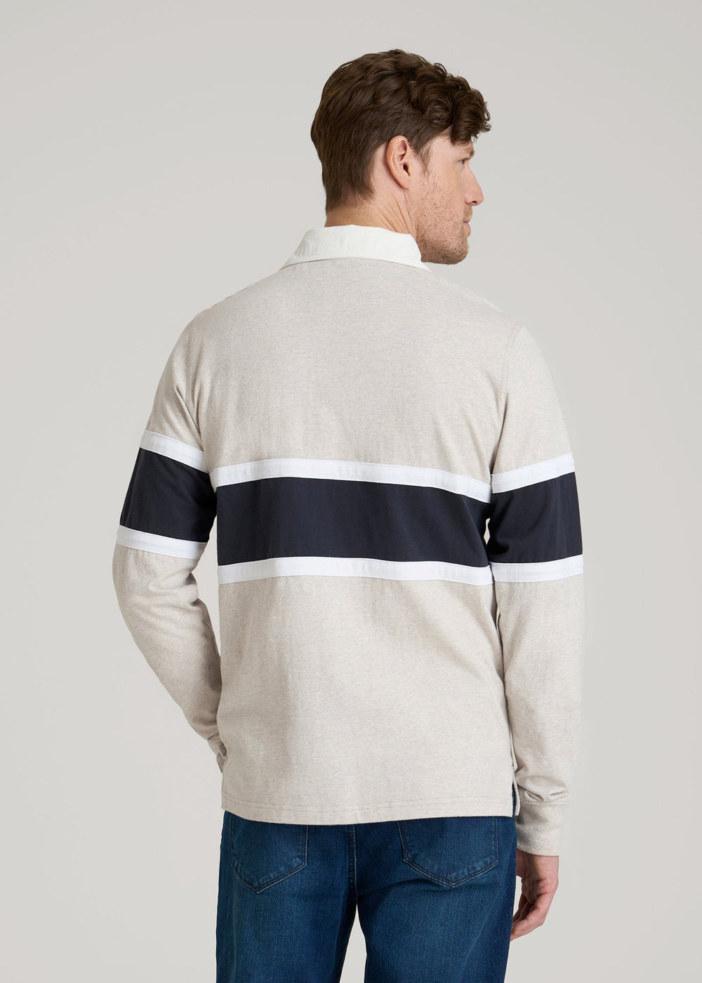 American Tall Online Shop | Rugby Long Sleeve Shirt for Tall Men in Oatmeal Heather Multi