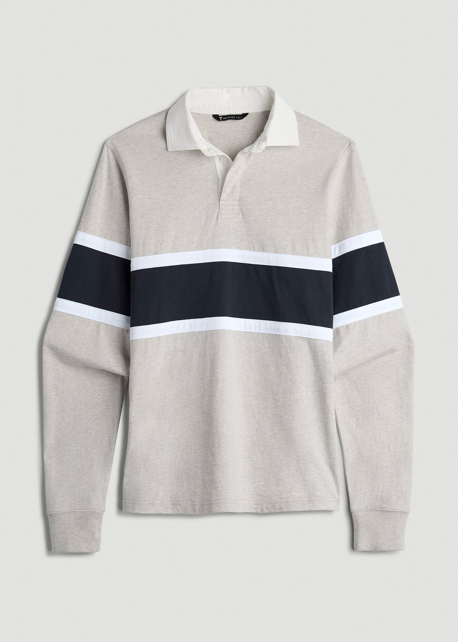 American Tall Online Shop | Rugby Long Sleeve Shirt for Tall Men in Oatmeal Heather Multi